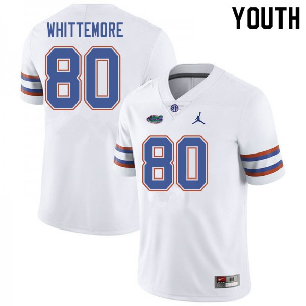 Jordan Brand Youth #80 Trent Whittemore Florida Gators College Football Jersey White